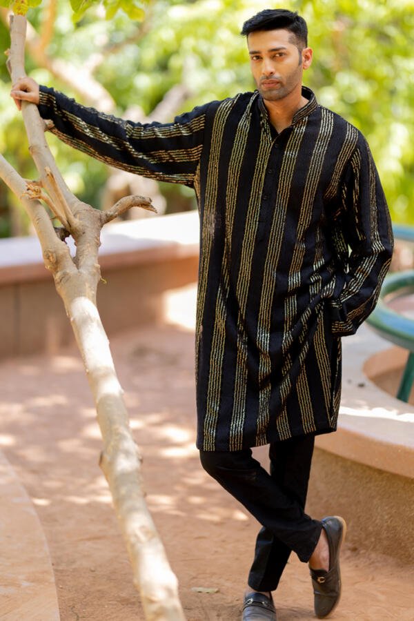 Black Kurta Pant Set - Image 3