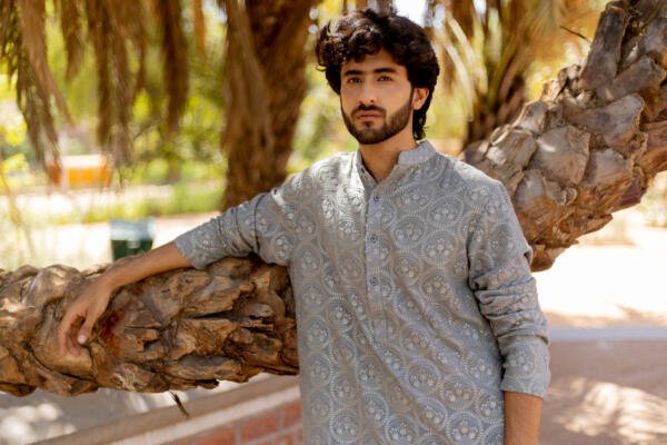 Grey Kurta Pant Set - Image 4