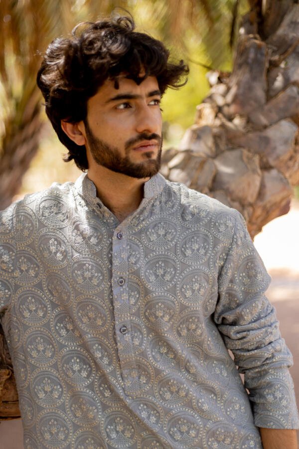 Grey Kurta Pant Set - Image 2