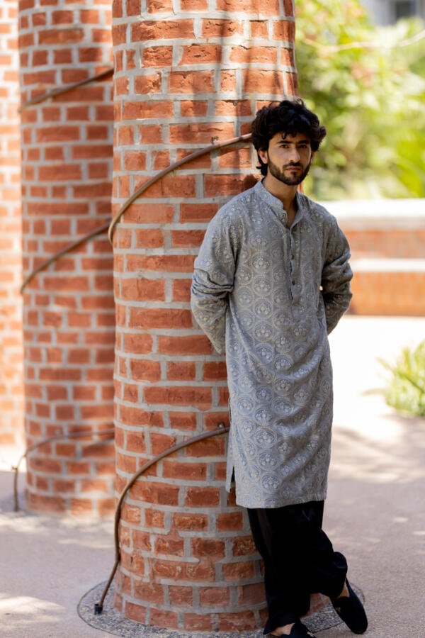 Grey Kurta Pant Set - Image 3