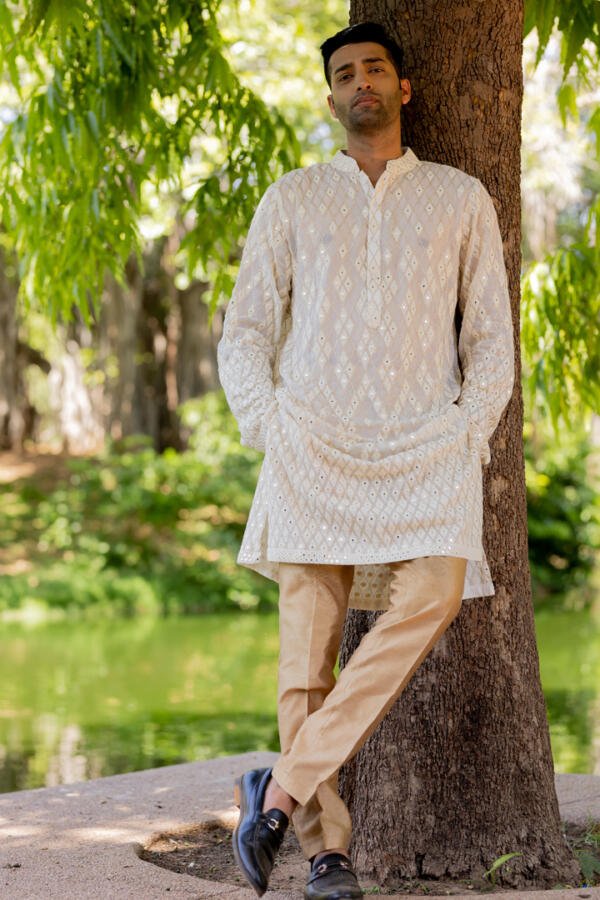Ivory Kurta Pant Set - Image 3