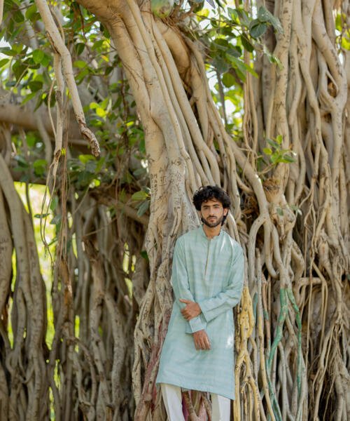 Self Silk Sky Kurta