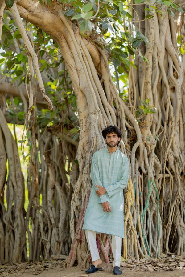 Self Silk Sky Kurta