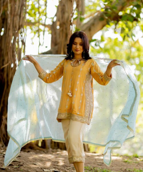 Yellow Kurta Dupatta Pant Set
