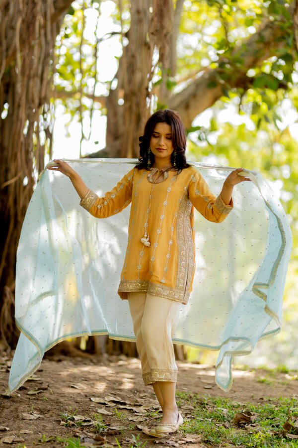 Yellow Kurta Dupatta Pant Set