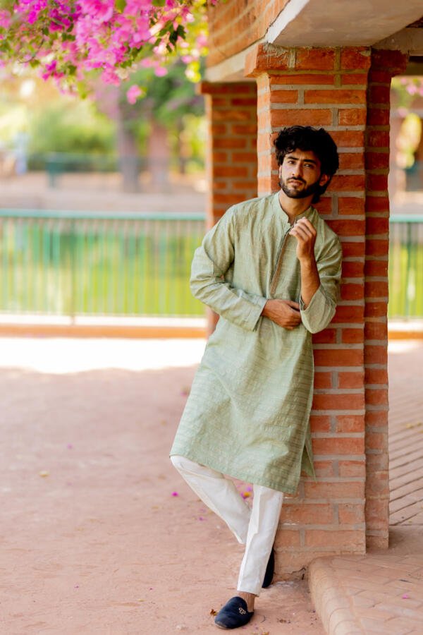 Mint Silk Kurta Set - Image 2