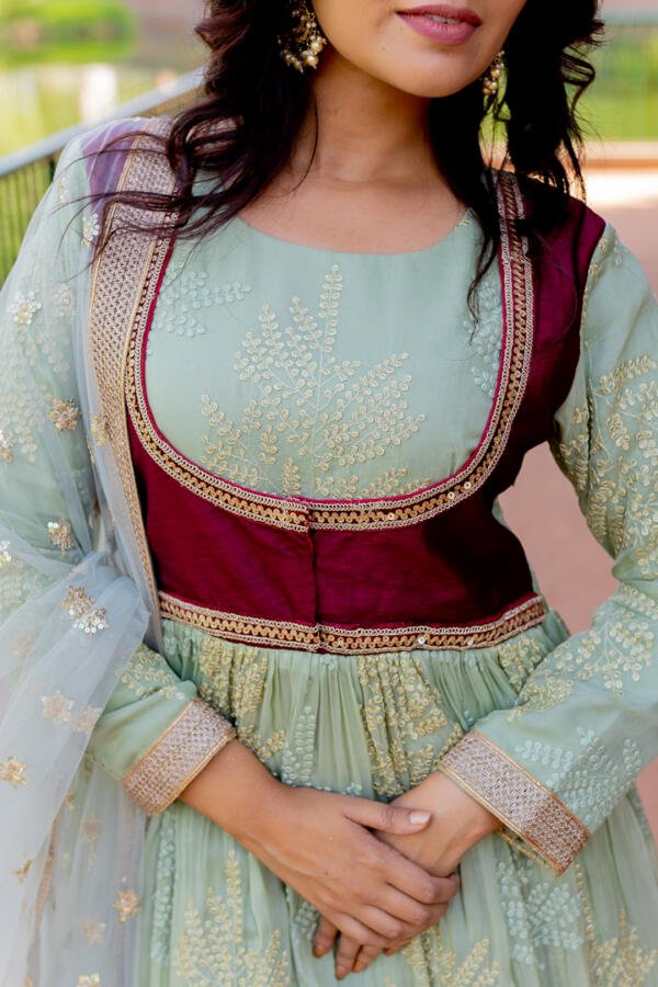 Mint Anarkali Set - Image 2
