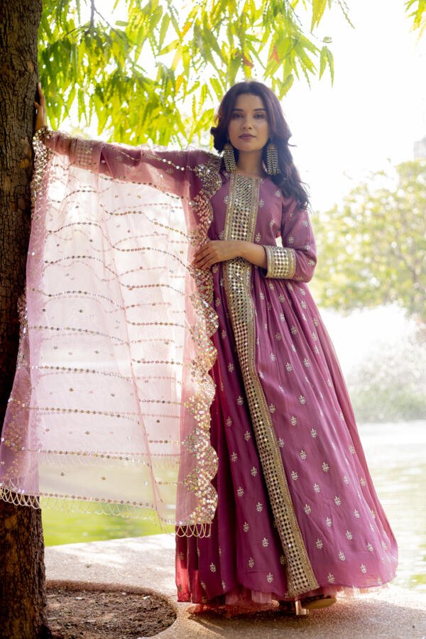 Old Rose Anarkali Set - Image 7