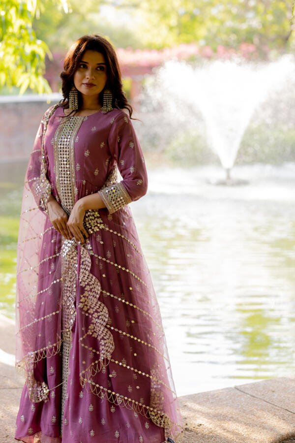 Old Rose Anarkali Set