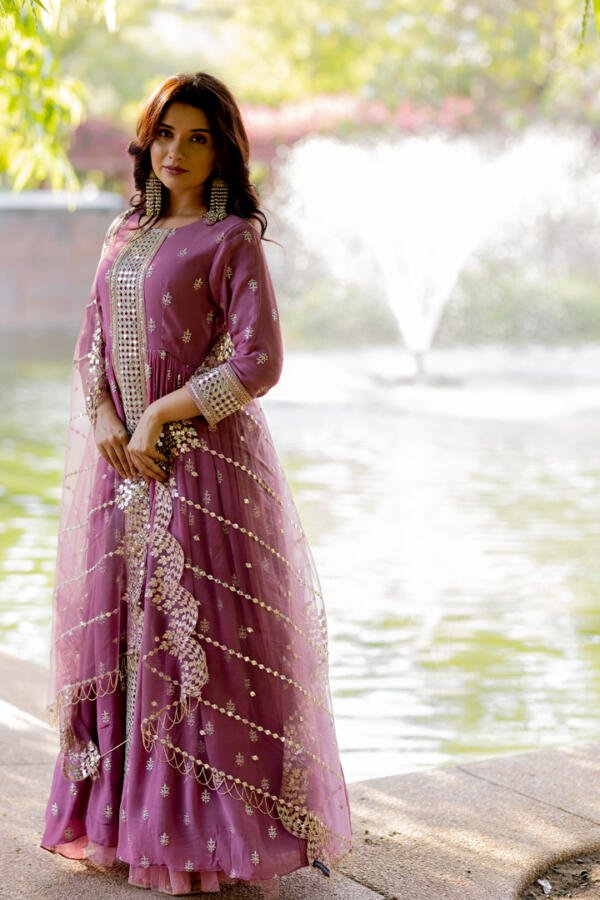 Old Rose Anarkali Set - Image 2