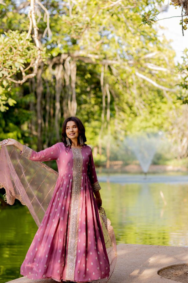 Old Rose Anarkali Set - Image 6