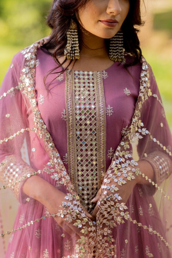 Old Rose Anarkali Set - Image 8