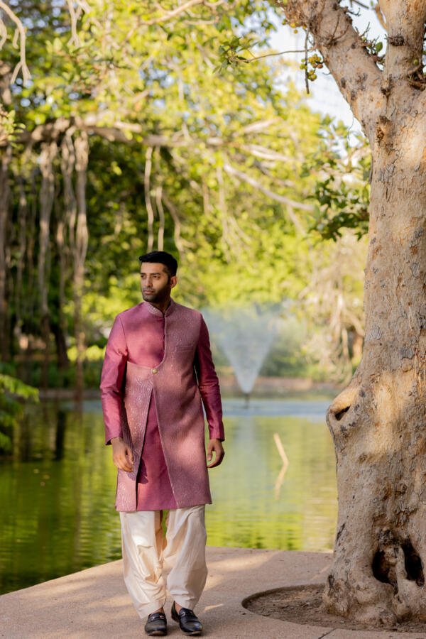 Old Rose Indowestern Sherwani - Image 4