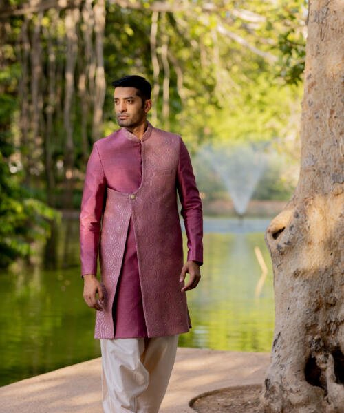 Old Rose Indowestern Sherwani