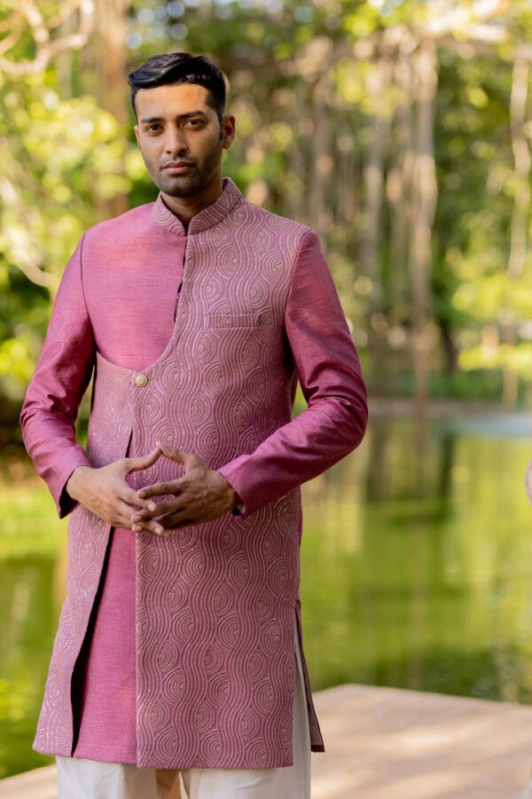 Old Rose Indowestern Sherwani - Image 8