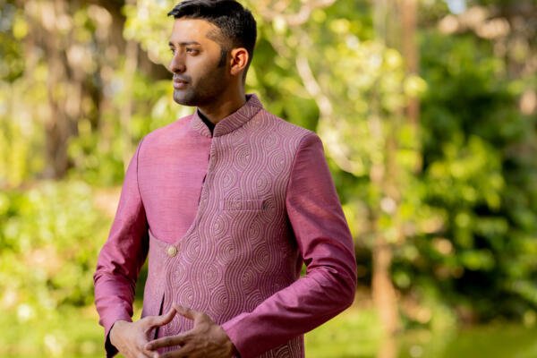 Old Rose Indowestern Sherwani - Image 5