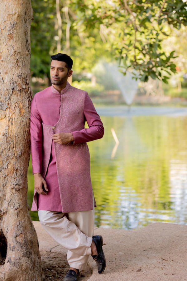 Old Rose Indowestern Sherwani - Image 2