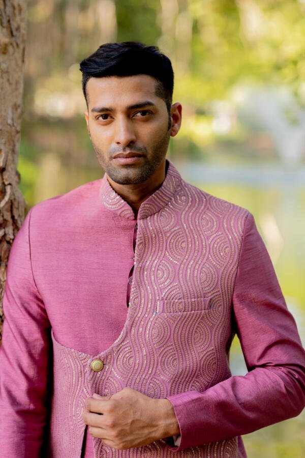 Old Rose Indowestern Sherwani - Image 6