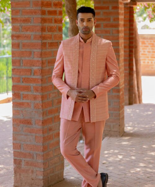 Salmon Indowestern Set