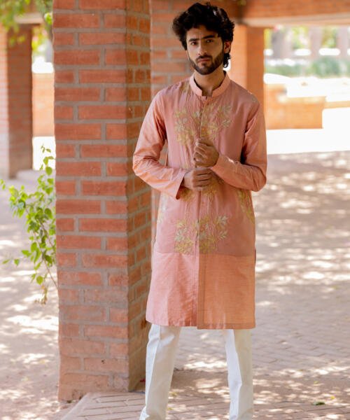 Salmon Pink Kurta Pant Set