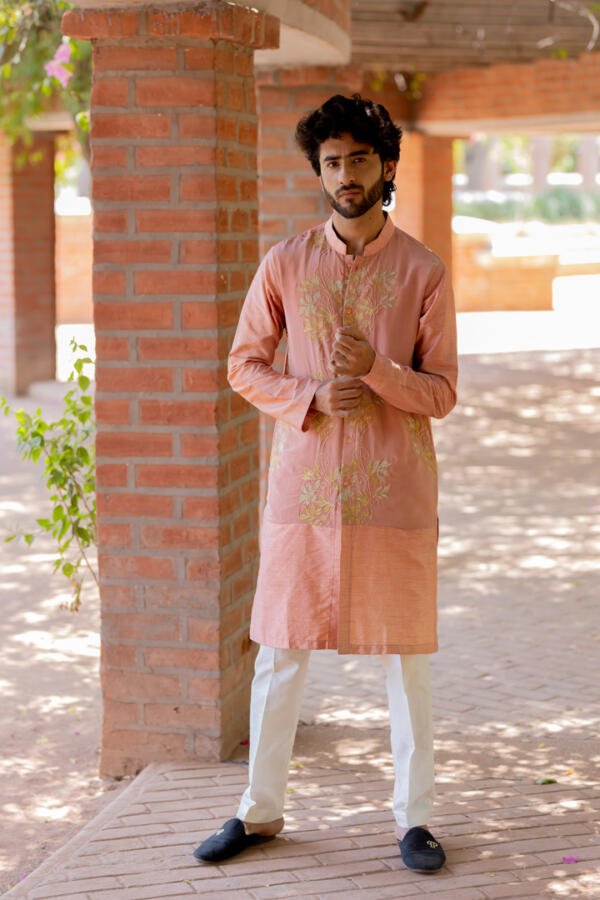 Salmon Pink Kurta Pant Set