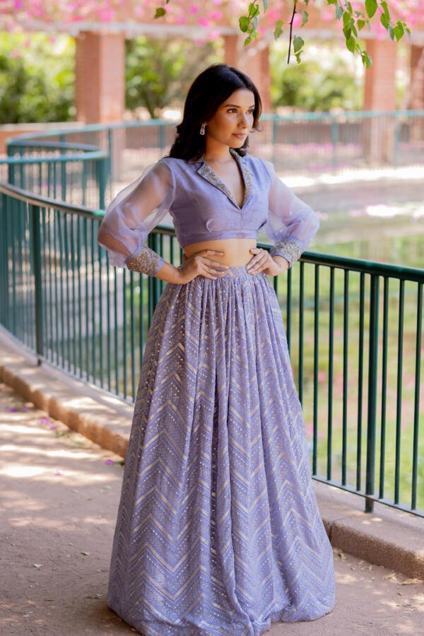 Lilac Lehenga Blouse Set - Image 2