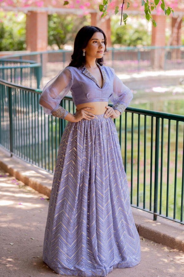 Lilac Lehenga Blouse Set - Image 3