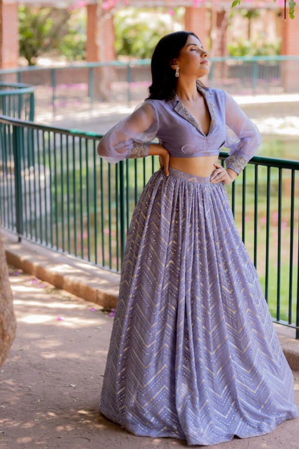 Lilac Lehenga Blouse Set - Image 5