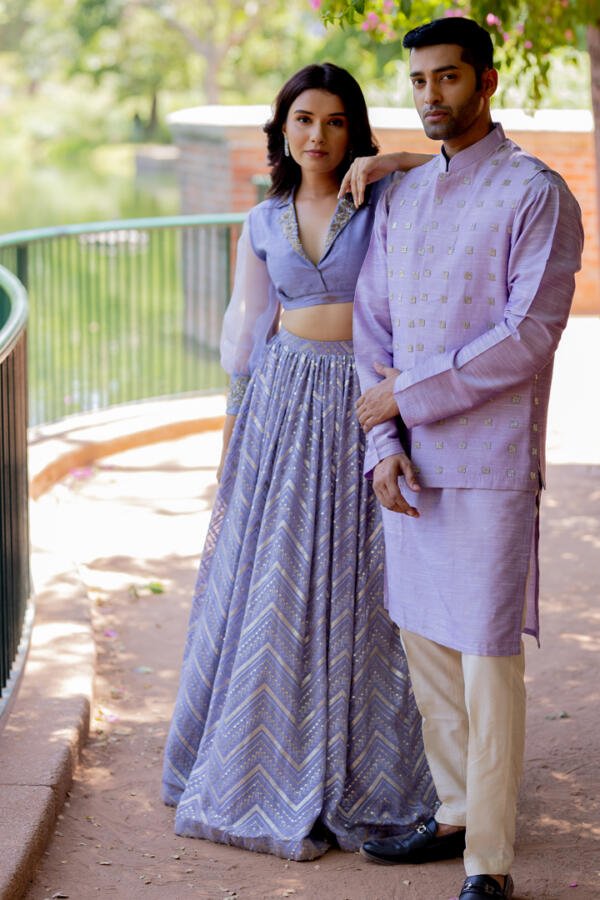 Lilac Lehenga Blouse Set - Image 4