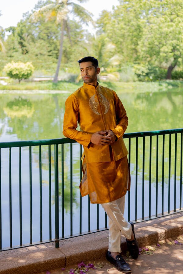 Yellow Bundi Kurta Pant Set
