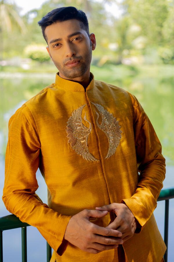 Yellow Bundi Kurta Pant Set - Image 5