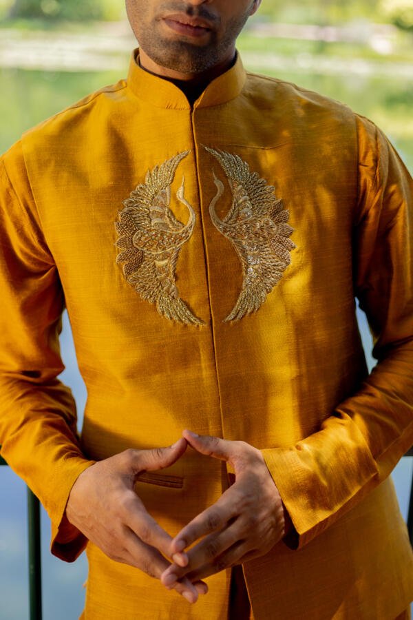 Yellow Bundi Kurta Pant Set - Image 2