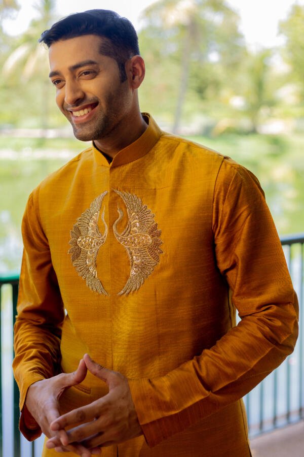 Yellow Bundi Kurta Pant Set - Image 6