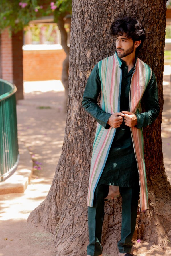 Multi Hued Kurta Bundi Set - Image 4