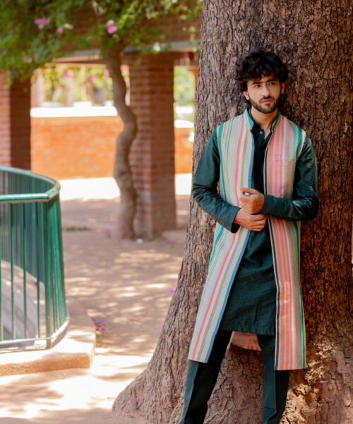 Multi Hued Kurta Bundi Set