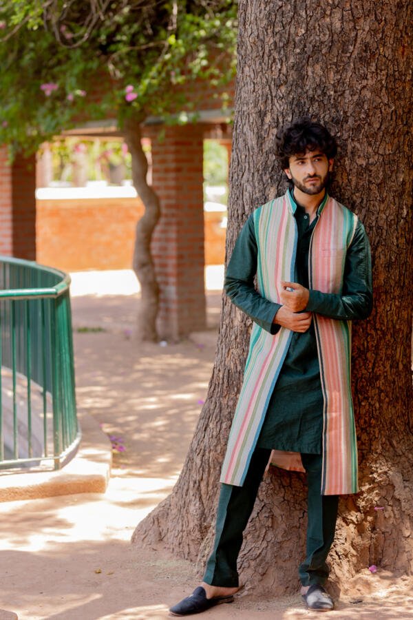 Multi Hued Kurta Bundi Set