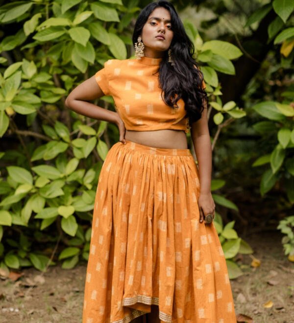 High Low Ikat Lehenga Set - Image 2