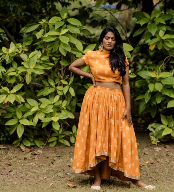 High Low Ikat Lehenga Set - Image 3